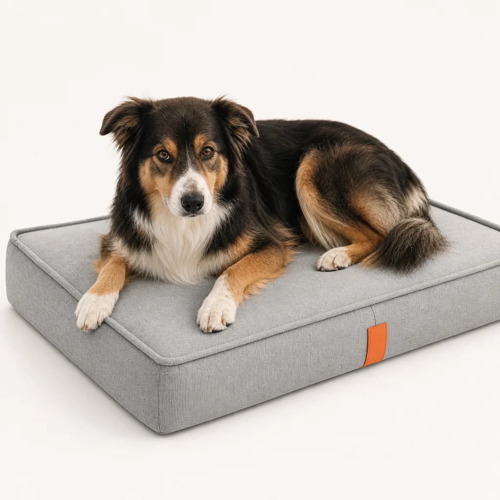 Dog resting on an orthopedic bed